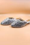 Foot Fuel_Silver Embroidery Mia Mirror Embellished Mules _Online_at_Aza_Fashions