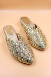 Buy_Foot Fuel_Gold Embellished Evelyn Mirror Bead Mules _at_Aza_Fashions