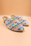 Shop_Foot Fuel_Multi Color Embellished Avery Floral Embroidered Mules _at_Aza_Fashions