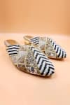 Shop_Foot Fuel_Gold Embellished Sofia Bead Collage Mules _at_Aza_Fashions