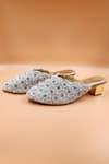 Buy_Foot Fuel_Gold Embellished Nora Checkered Pearl Mules _at_Aza_Fashions