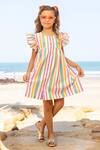 JILMIL DREAMWEAR_Multi Color Cotton Printed Striped Dress _Online_at_Aza_Fashions