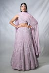 Buy_PANIHARI_Purple Organza Embroidered Sequin Square Neck Floral Lehenga And Blouse Set_at_Aza_Fashions