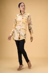 Buy_Naintara Bajaj_Yellow Muslin Print Meadow Collar Neck Shirt_Online_at_Aza_Fashions