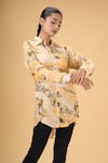 Shop_Naintara Bajaj_Yellow Muslin Print Meadow Collar Neck Shirt_Online_at_Aza_Fashions