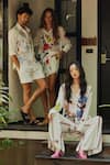 Nautanky_White Natural Crepe Printed Botanic Collared Iceland Shirt And Pant Set _Online_at_Aza_Fashions