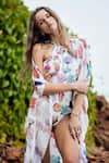 Buy_Nautanky_Multi Color Monokini Front Zipper Printed Floral Monokini High Neck With Cape _Online_at_Aza_Fashions