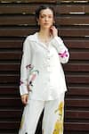 Nautanky_White Natural Crepe Printed Blossom Collared Placement Shirt With Pant _at_Aza_Fashions