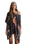 Buy_Nautanky_Grey Neoprene Printed Botanic Kaftan Asymmetric Ebnoy With Bikini Set _Online_at_Aza_Fashions