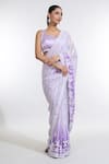 Buy_MeenaGurnam_Grey Satin Embroidery Sequin Round Bloom Embellished Ombre Saree With Blouse _Online_at_Aza_Fashions