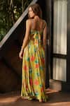 Shop_Nautanky_Yellow Natural Crepe Printed Botanical Round Back Cut-out Dress _at_Aza_Fashions