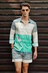 Shop_Nautanky_Multi Color Snake Skin Texture Printed Tropical Shirt With Shorts_Online_at_Aza_Fashions