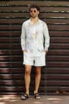 Buy_Nautanky_White Snake Skin Texture Printed Floral Bliss Shirt With Shorts_at_Aza_Fashions