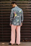 Shop_Nautanky_Grey Fluid Cotton Printed Bird Exotic Charm Shirt With Pant_at_Aza_Fashions