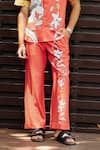 Buy_Nautanky_Red Snake Skin Texture Printed Bird Lily Bloom Shirt With Pant_Online_at_Aza_Fashions