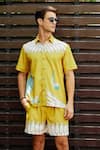 Buy_Nautanky_Yellow Snake Skin Texture Printed Tropical Sunset Shirt With Shorts_at_Aza_Fashions