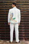 Shop_Nautanky_White Snake Skin Texture Embroidered Bird Song Bomber Jacket With Pant_at_Aza_Fashions