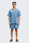 Buy_Nautanky_Blue Fluid Cotton Printed Blossom Nirvana Shirt With Shorts _Online_at_Aza_Fashions