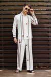 Buy_Nautanky_White Snake Skin Texture Printed Stripe Iceland Duet Shirt With Pant_at_Aza_Fashions