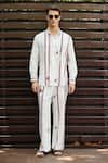 Buy_Nautanky_White Snake Skin Texture Printed Stripe Iceland Duet Shirt With Pant_Online_at_Aza_Fashions