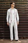 Shop_Nautanky_White Snake Skin Texture Printed Stripe Iceland Duet Shirt With Pant_Online_at_Aza_Fashions