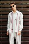 Nautanky_White Snake Skin Texture Printed Stripe Iceland Duet Shirt With Pant_at_Aza_Fashions