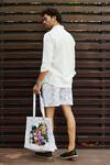 Shop_Nautanky_White Meadow Print Tote Bag_at_Aza_Fashions