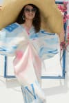 Buy_Tasuvure_White Pleated Polyester Printed Color Splash V-neck Kimono Kitsch Dress _Online_at_Aza_Fashions