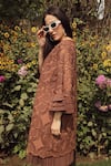 Buy_Tasuvure_Brown Cotton Lace Kaleidoscopic Round Myra Mesh Pattern Dress_Online_at_Aza_Fashions