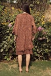 Shop_Tasuvure_Brown Cotton Lace Kaleidoscopic Round Myra Mesh Pattern Dress_at_Aza_Fashions