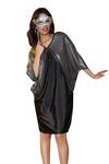 Buy_Tasuvure_Black Pleated Polyester V-neck Paris Charm Metallic Kimono Dress_Online_at_Aza_Fashions