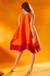 Shop_Tasuvure_Orange Pleated Polyester U Neck Simon Flared Dress _at_Aza_Fashions