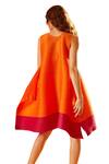 Shop_Tasuvure_Orange Pleated Polyester U Neck Simon Flared Dress _Online_at_Aza_Fashions