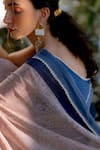Buy_Varun Bahl_Blue Saree Georgette Print Floral V Neck Regal Minimal With Blouse_Online_at_Aza_Fashions