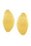 Shop_Arvino_Gold Plated Pratapgari Striated Mini Hoops _at_Aza_Fashions