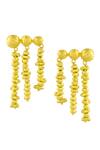 Shop_Arvino_Gold Plated Beads Molten Drop Earrings _at_Aza_Fashions