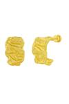 Shop_Arvino_Gold Plated Chunky Crumpled Molten Hoops _at_Aza_Fashions
