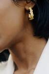 Buy_Arvino_Gold Plated Chunky Chevron Carved Hoops _at_Aza_Fashions