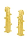 Shop_Arvino_Gold Plated Chunky Chevron Carved Hoops _at_Aza_Fashions