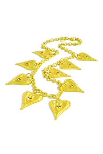 Shop_Arvino_Gold Plated Textured Heart Necklace _at_Aza_Fashions