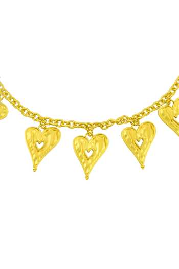 Buy_Arvino_Gold Plated Textured Heart Necklace _Online_at_Aza_Fashions