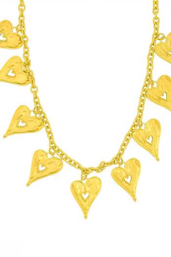 Shop_Arvino_Gold Plated Textured Heart Necklace _Online_at_Aza_Fashions