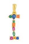Buy_Arvino_Multi Color Alphabet I Studded Gemstone Pendant Necklace _at_Aza_Fashions