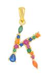 Buy_Arvino_Multi Color Alphabet K Studded Gemstone Pendant Necklace _at_Aza_Fashions