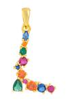 Buy_Arvino_Multi Color Alphabet L Studded Gemstone Pendant Necklace _at_Aza_Fashions