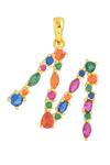 Buy_Arvino_Multi Color Alphabet M Studded Gemstone Pendant Necklace _at_Aza_Fashions
