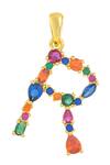 Buy_Arvino_Multi Color Alphabet R Studded Gemstone Pendant Necklace _at_Aza_Fashions