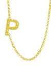 Arvino_Gold Plated Recycled Bronze P Shaped Charm Pendant Necklace _Online_at_Aza_Fashions