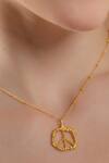 Buy_Arvino_Gold Plated Recycled Bronze Peace Shaped Charm Pendant Necklace _at_Aza_Fashions