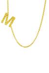 Shop_Arvino_Gold Plated Recycled Bronze M Shaped Charm Pendant Necklace _at_Aza_Fashions